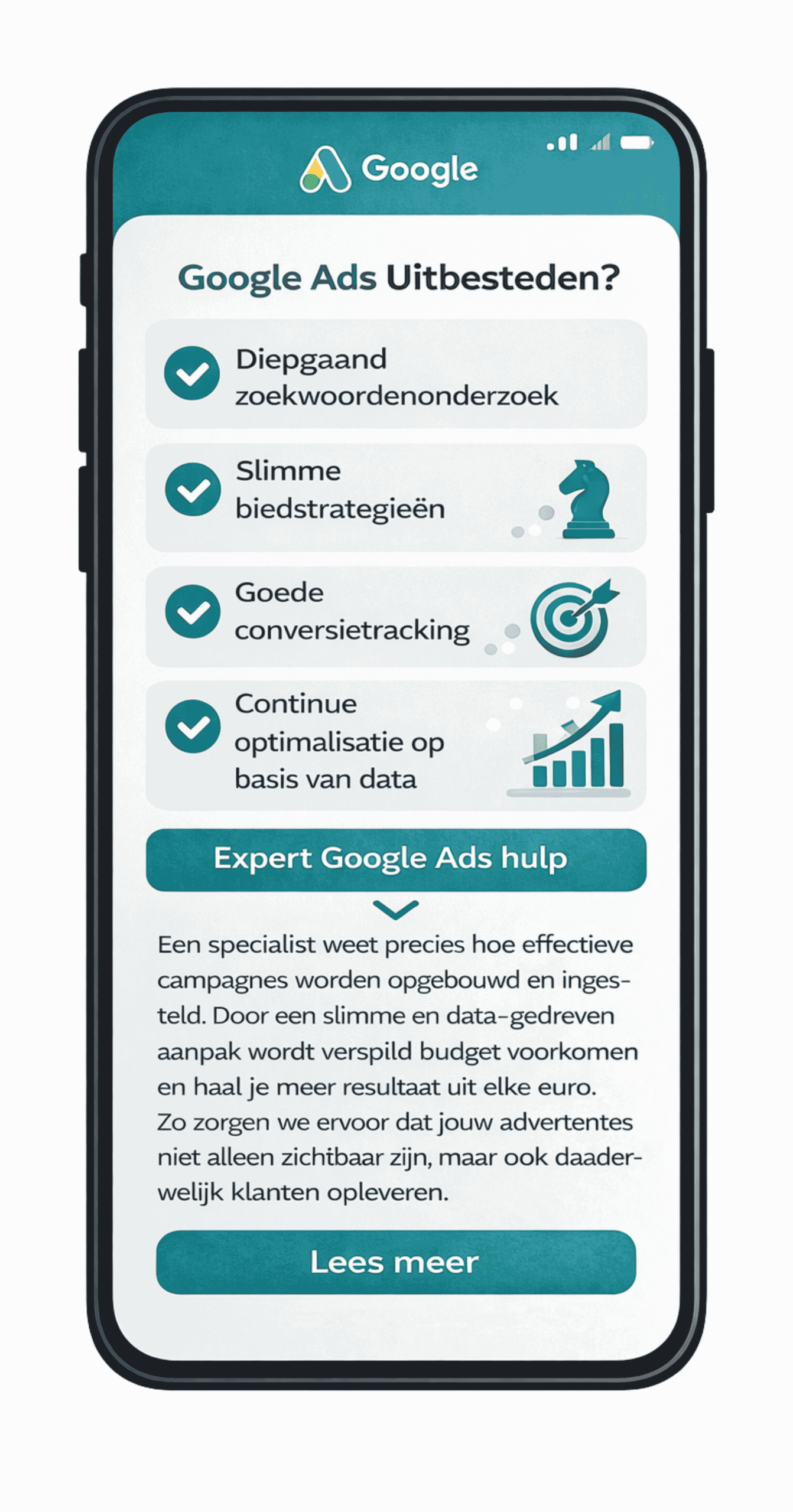 Een telefoon met marketing specialist kenmerken erin